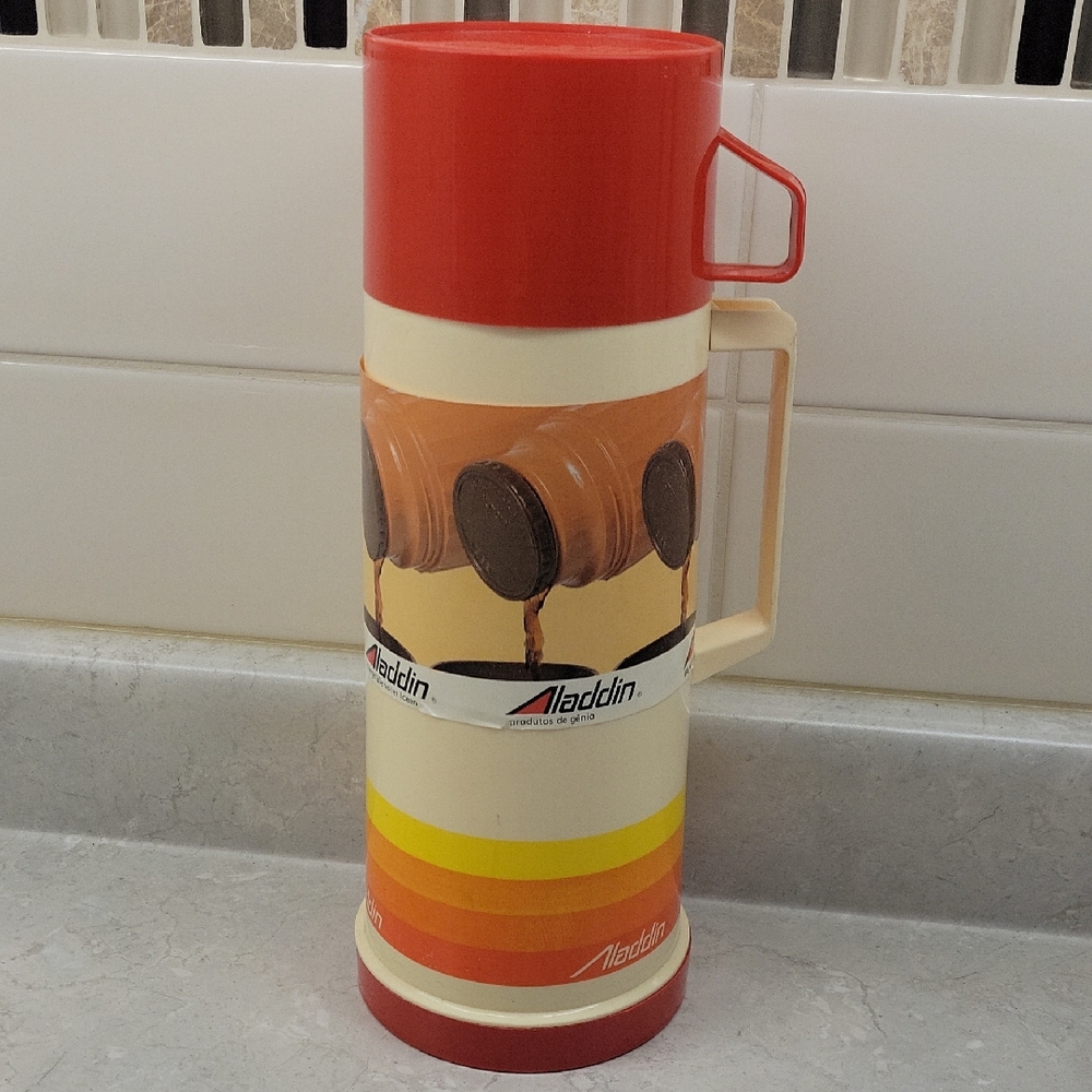 Aladdin Red and Cream Thermos vintage